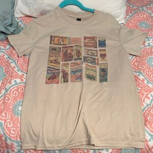 Graphic Beige T-Shirt vintage matchboxes